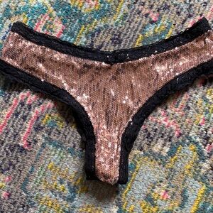 Sequin Lace Trim Thong
